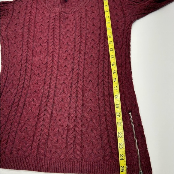 American Eagle Women’s Maroon Cable Knit Sweater M Y2K PREPPY CASUAL - Picture 9 of 14